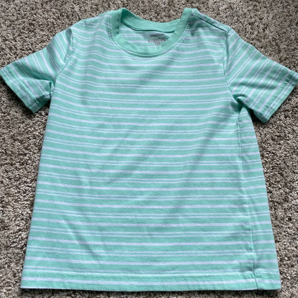 Cat & Jack Mint and White Striped Tee